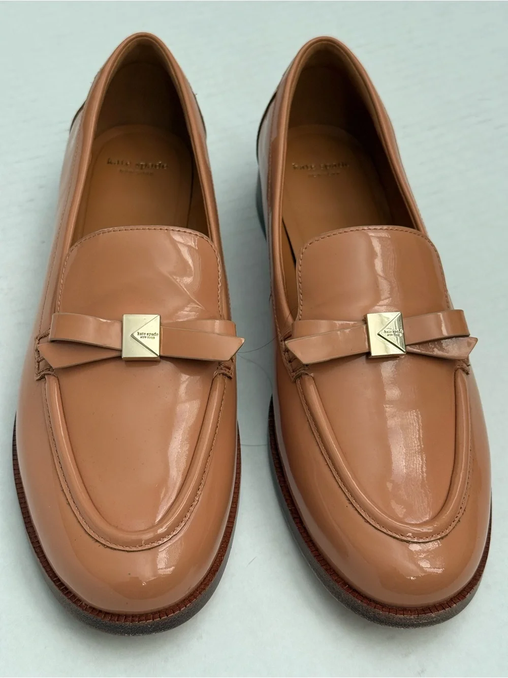 kate spade Beige Bow Leather Loafers Size 11 NEW